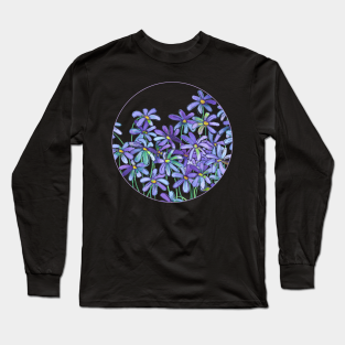 Daisies Long Sleeve T-Shirt - Purple Daisies in Watercolor & Colored Pencil by micklyn